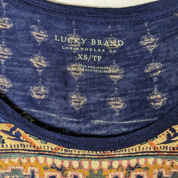 LUCKY BRAND Women's Cap Sleeves Top Blouse  Size XS  Multi Color Print - Picture 4 of 5